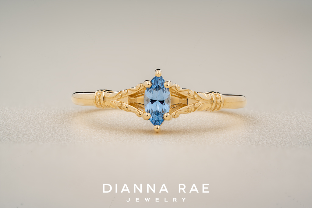 10K Yellow Gold Imitation Aquamarine Ring