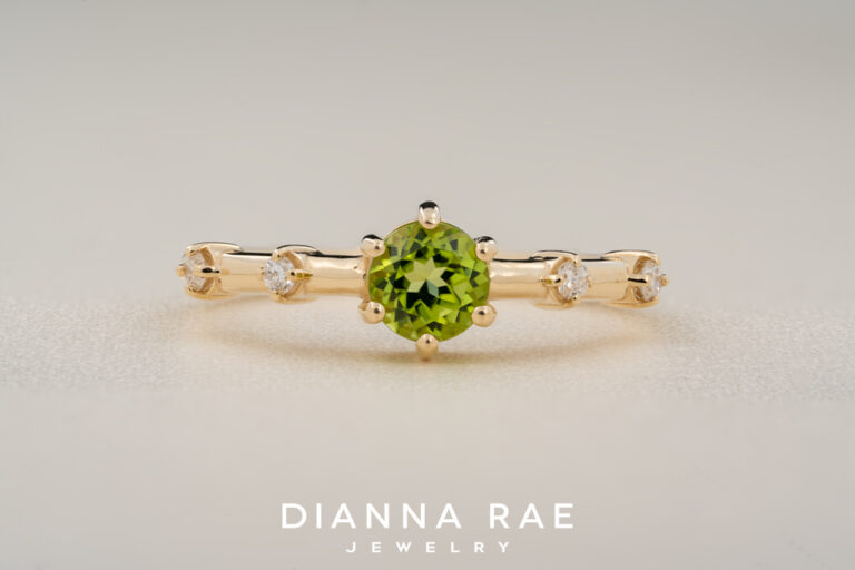 10K Yellow Gold Peridot and Diamond Ring