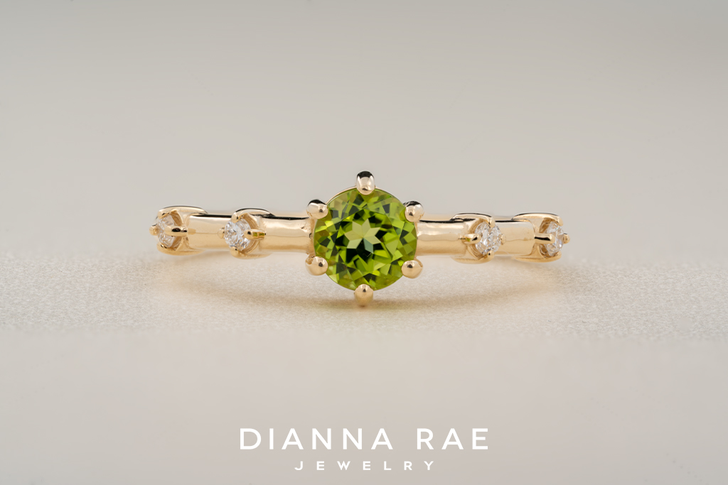10K Yellow Gold Peridot and Diamond Ring