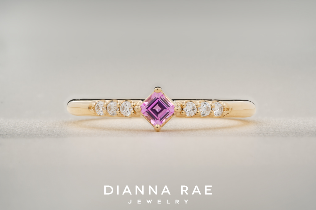 10K Yellow Gold Imitation Pink Tourmaline Ring