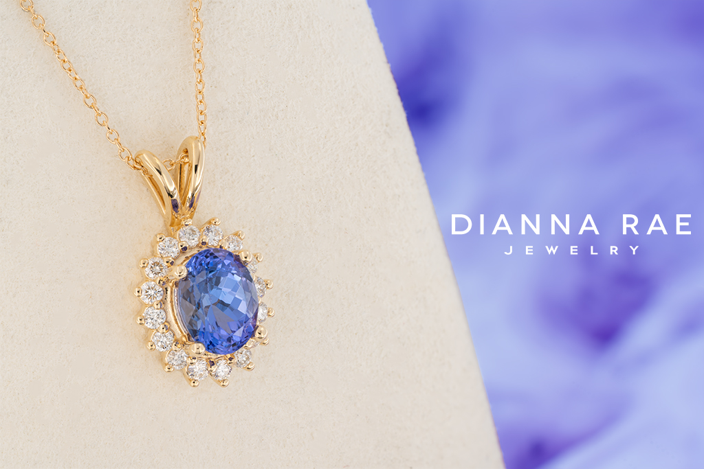 Yellow Gold Tanzanite and Diamond Pendant