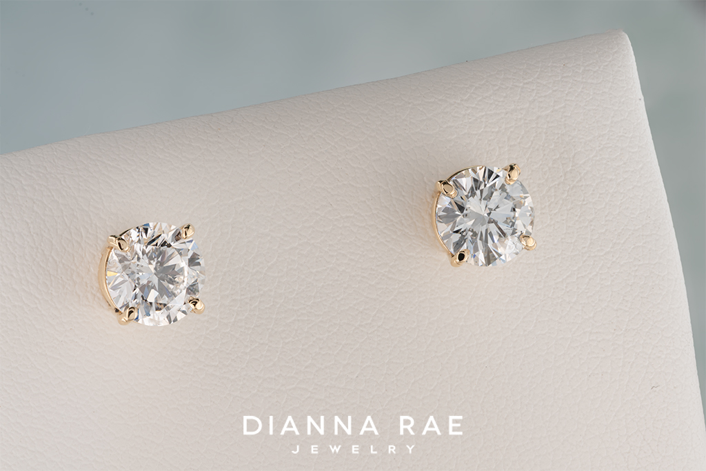 2.00 Carat Lab-Grown Diamond Studs Yellow Gold