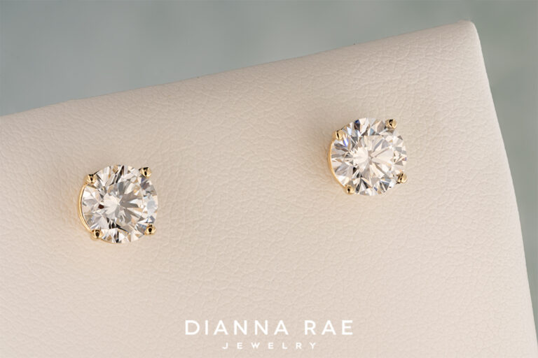 3.04 Carat Lab-Grown Diamond Studs Yellow Gold