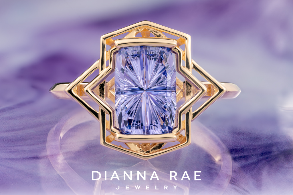 John Dyer Cut Tanzanite Geometric Ring