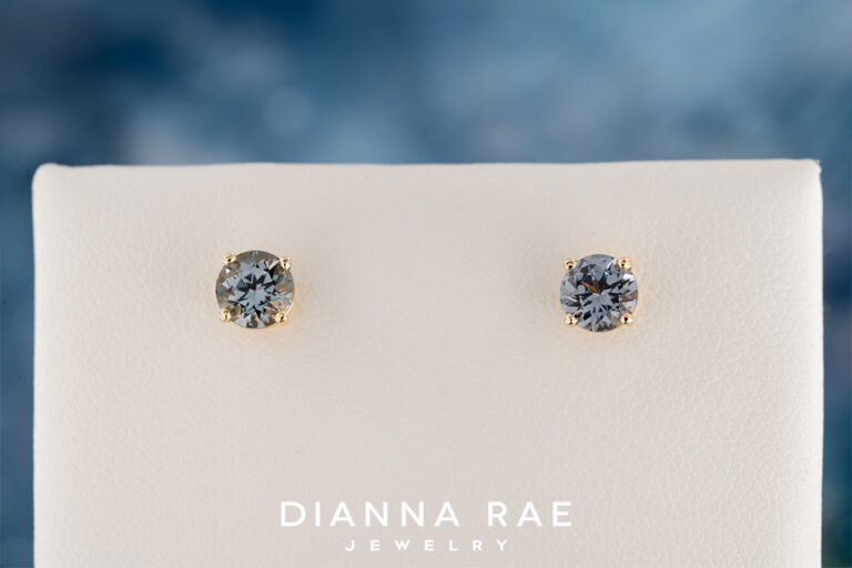 14K Yellow Gold Gray Spinel Studs