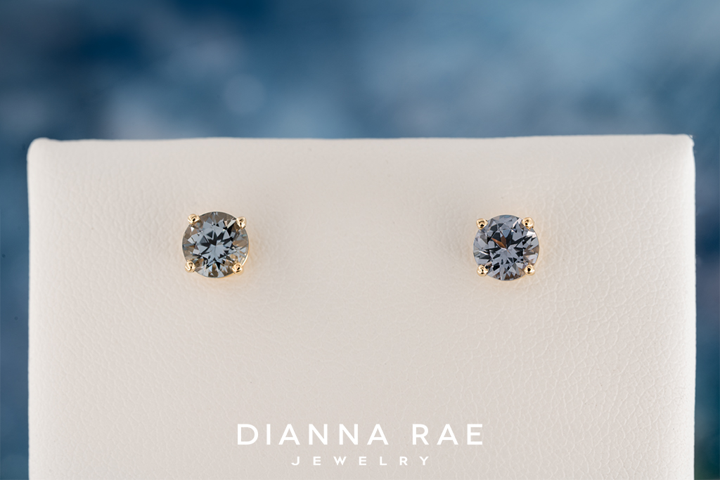 14K Yellow Gold Gray Spinel Studs
