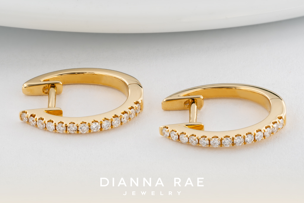 Diamond Huggie Hoops in Yellow Gold