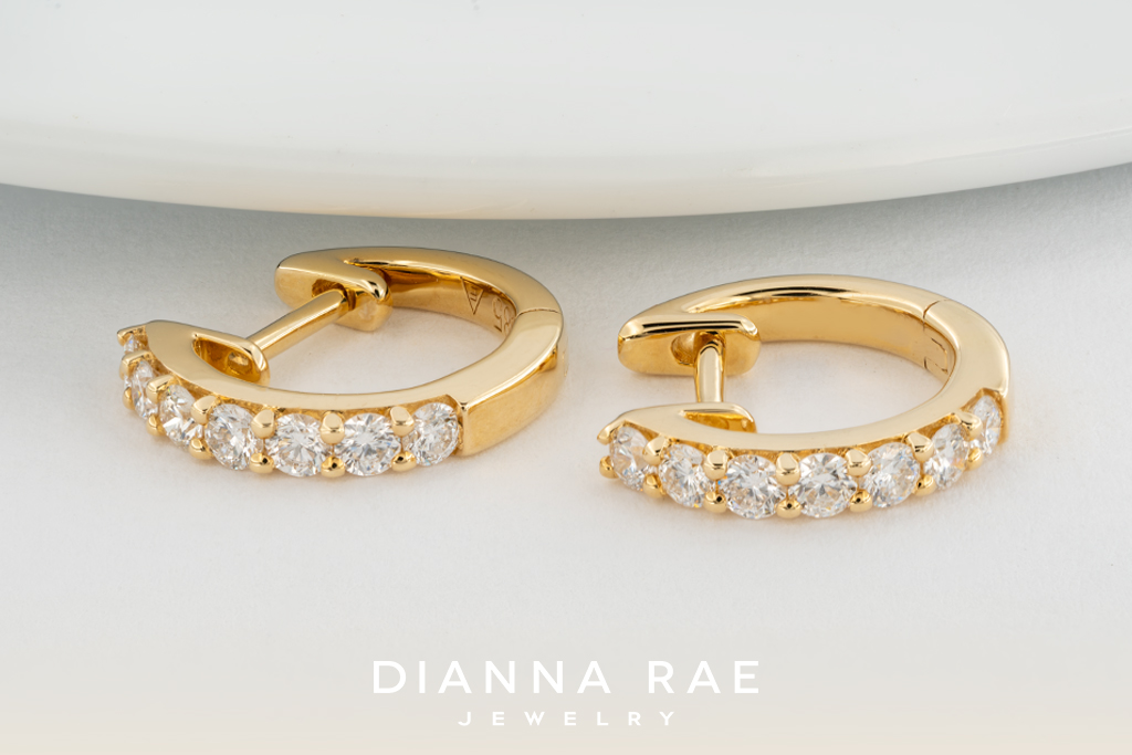 Diamond Huggie Hoops in 14K Yellow Gold