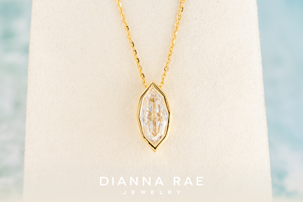 Yellow Gold Bezel-Set Marquise Diamond Pendant