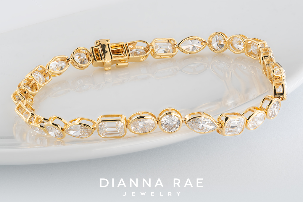 Alternating Bezel-Set Diamond Tennis Bracelet