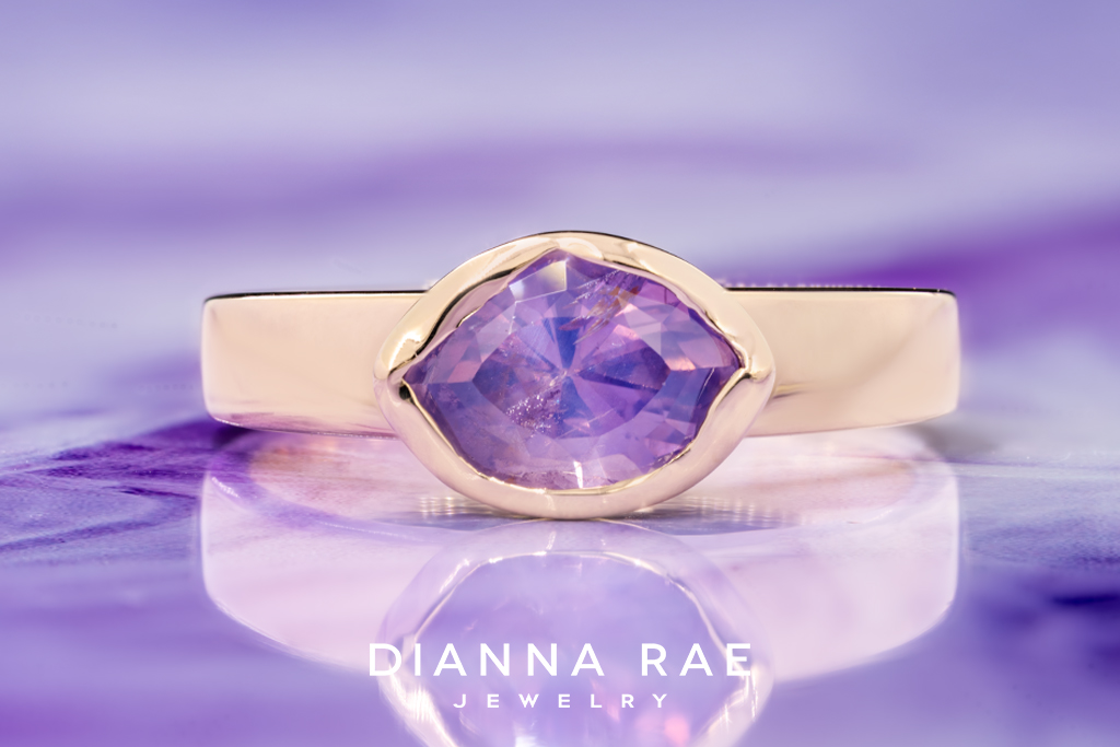 Yellow Gold Bezel Set Opal Sapphire Ring